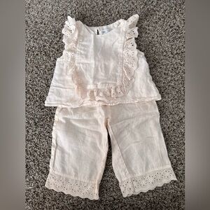 Eyelet Lace Trim Top and Pants Set